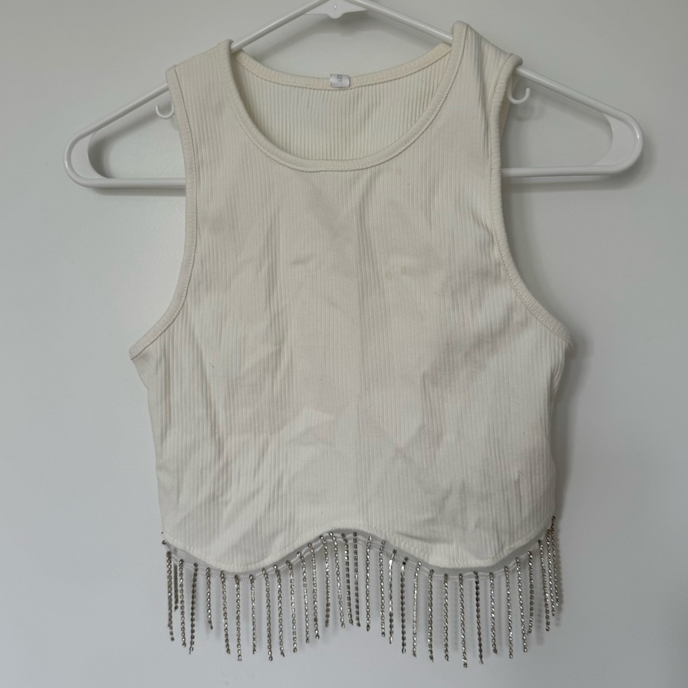 Rhinestone tassel crop top